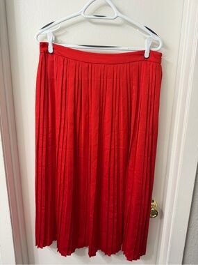 Banana Republic Red Pleated Midi Skirt